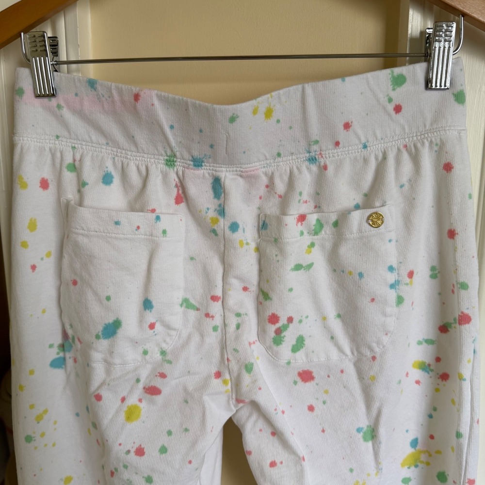 Lilly Pulitzer Small White Paint Splatter Palm Tree Sweatshirt Jogger 2 Pc Set - Picture 7 of 11